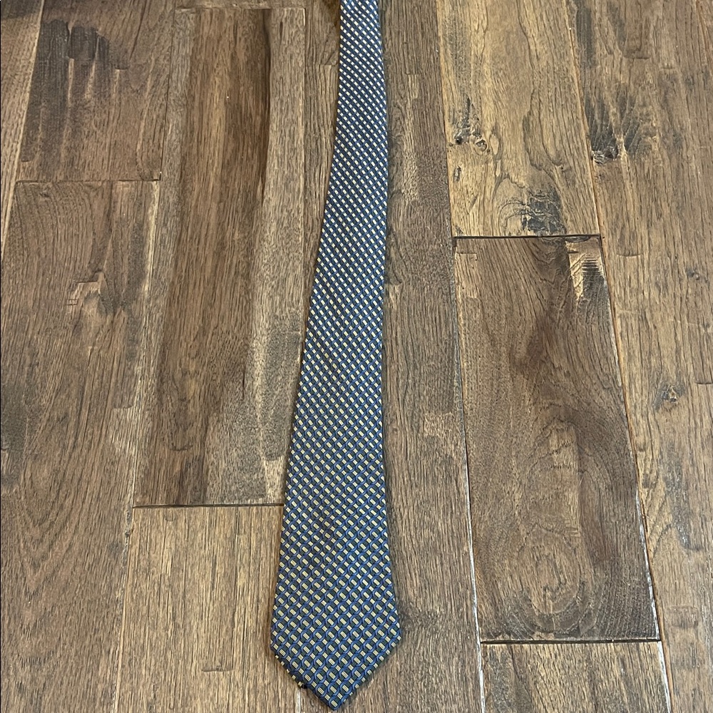 Hermes Navy and Gold Geometric Tie